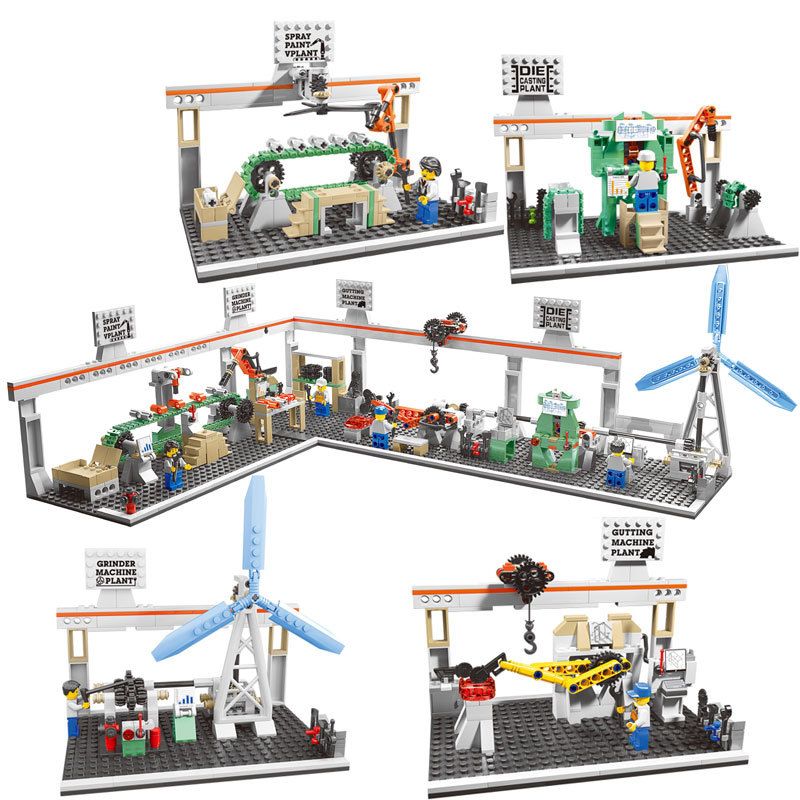 QIZHILE 80007 non  MÔ HÌNH THỜI ĐẠI CÔNG NGHIỆP 4 bộ đồ chơi xếp lắp ráp ghép mô hình INDUSTRIAL 732 khối