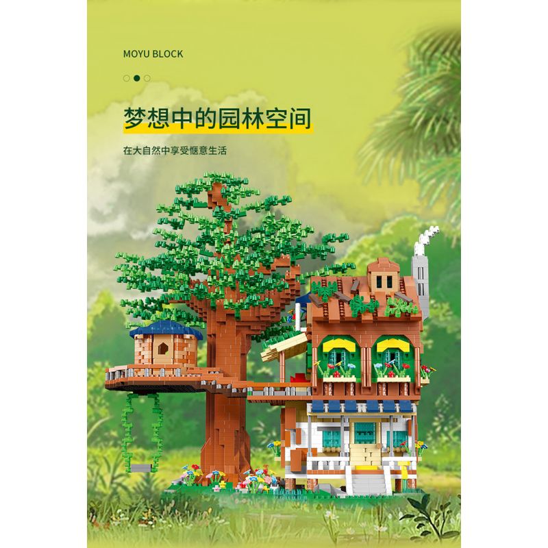MOYU BLOCK MY92014 92014 non  NHÀ CÂY BUỔI SÁNG bộ đồ chơi xếp lắp ráp ghép mô hình Modular Buildings TREE HOUSE Mô Hình Nhà Cửa 4076 khối