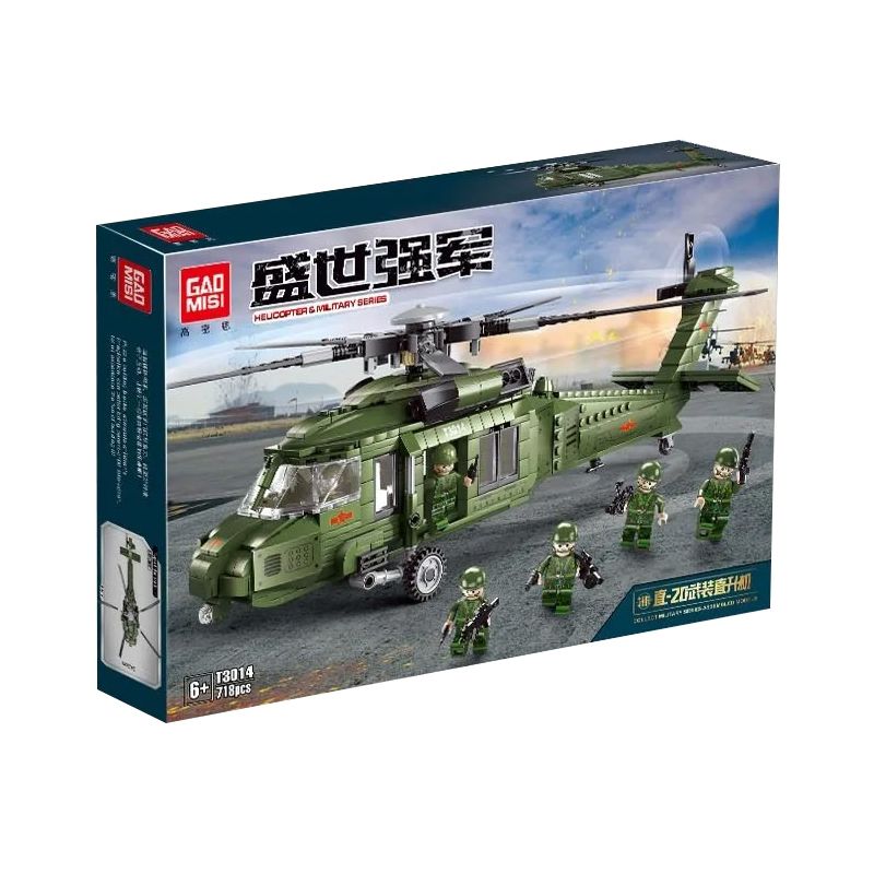 GAOMISI T3014 3014 non Lego TRỰC THĂNG VŨ TRANG ZHI-20 bộ đồ chơi xếp lắp ráp ghép mô hình Flourishing Age Strengthen The Army TANK & MILITARY 718 khối