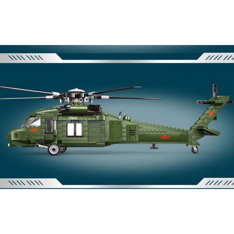 GAOMISI T3014 3014 non  TRỰC THĂNG VŨ TRANG ZHI-20 bộ đồ chơi xếp lắp ráp ghép mô hình Flourishing Age Strengthen The Army TANK & MILITARY 718 khối