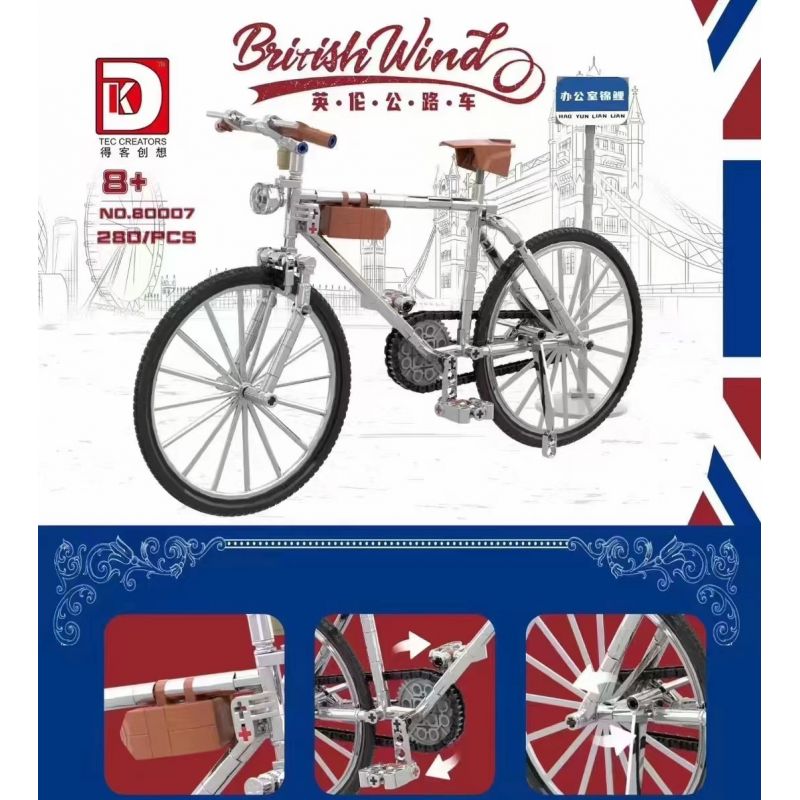 DK 80007 non  NGƯỜI ANH ĐƯỜNG XE ĐẠP tỷ lệ 1:5 bộ đồ chơi xếp lắp ráp ghép mô hình  BRITISH WIND Kỹ Thuật Công Nghệ Cao Mô Hình Phương Tiện 280 khối