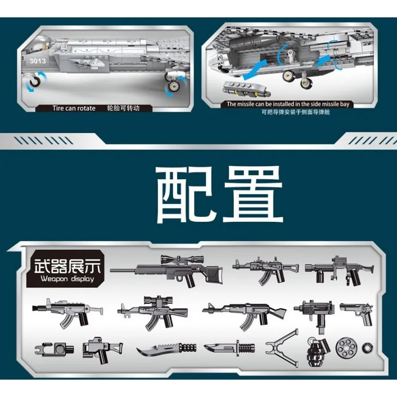 GAOMISI T3013 3013 non  MÁY BAY CHIẾN ĐẤU J-20 bộ đồ chơi xếp lắp ráp ghép mô hình Flourishing Age Strengthen The Army TANK & MILITARY 768 khối