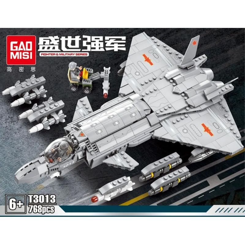 GAOMISI T3013 3013 non  MÁY BAY CHIẾN ĐẤU J-20 bộ đồ chơi xếp lắp ráp ghép mô hình Flourishing Age Strengthen The Army TANK & MILITARY 768 khối