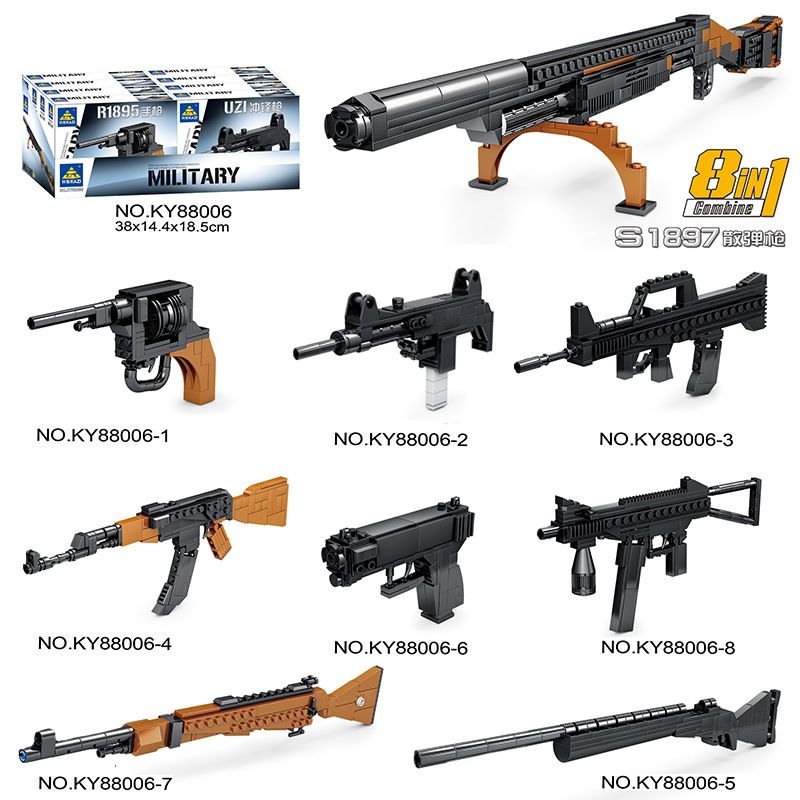 Kazi KY88006 88006 non  S1897 SÚNG NGẮN KẾT HỢP bộ đồ chơi xếp lắp ráp ghép mô hình Gun MILITARY