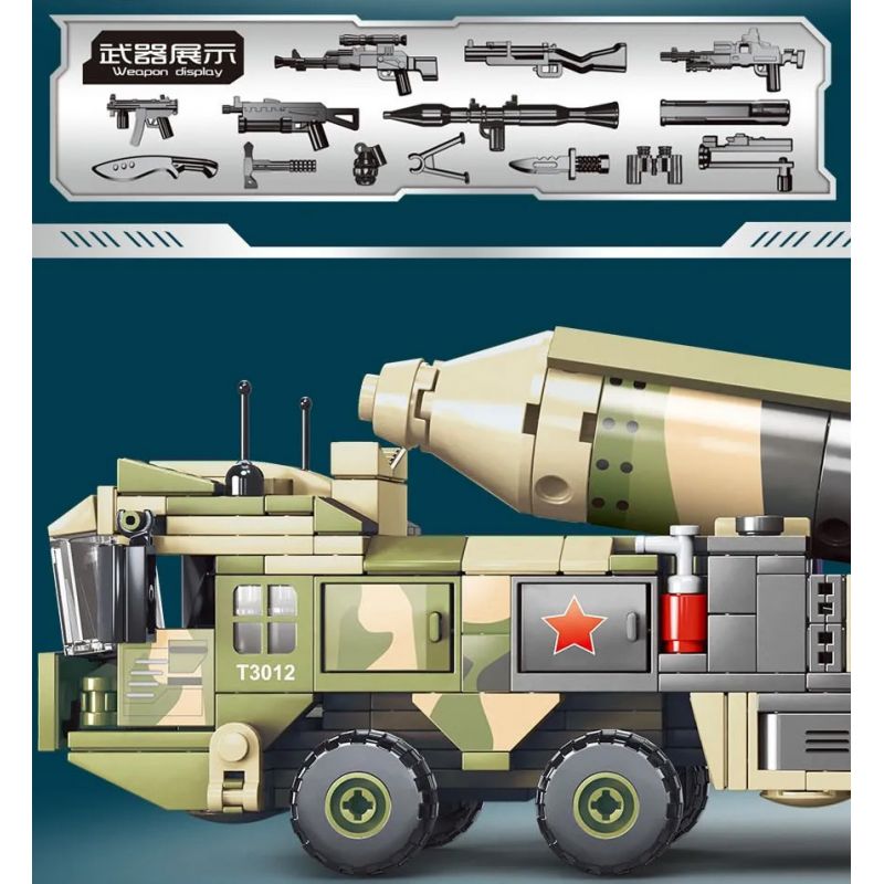 GAOMISI T3012 3012 non  XE TÊN LỬA ĐẠN ĐẠO DONGFENG 41 bộ đồ chơi xếp lắp ráp ghép mô hình Flourishing Age Strengthen The Army TANK & MILITARY 678 khối