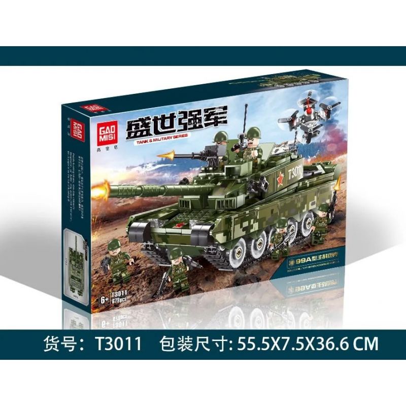 GAOMISI T3011 3011 non  XE TĂNG CHIẾN ĐẤU CHỦ LỰC 99A bộ đồ chơi xếp lắp ráp ghép mô hình Flourishing Age Strengthen The Army TANK & MILITARY 678 khối