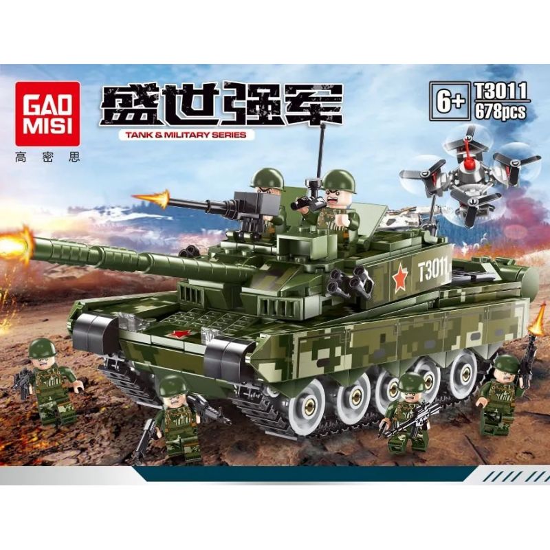 GAOMISI T3011 3011 non  XE TĂNG CHIẾN ĐẤU CHỦ LỰC 99A bộ đồ chơi xếp lắp ráp ghép mô hình Flourishing Age Strengthen The Army TANK & MILITARY 678 khối