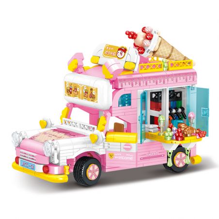 WEIGHT 2124 non  QUÁ NGỌT bộ đồ chơi xếp lắp ráp ghép mô hình GOURMET CARS 630 khối