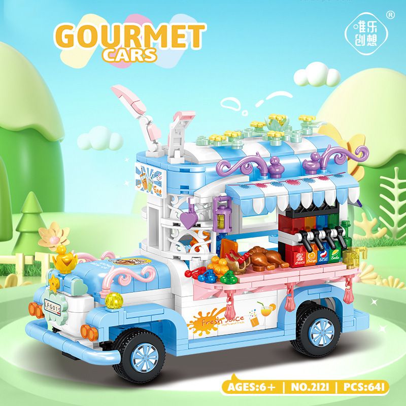 WEIGHT 2121 non  THỎ ĐÓI QUÁ bộ đồ chơi xếp lắp ráp ghép mô hình GOURMET CARS 641 khối