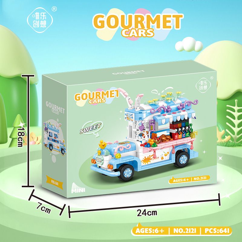WEIGHT 2121 non  THỎ ĐÓI QUÁ bộ đồ chơi xếp lắp ráp ghép mô hình GOURMET CARS 641 khối