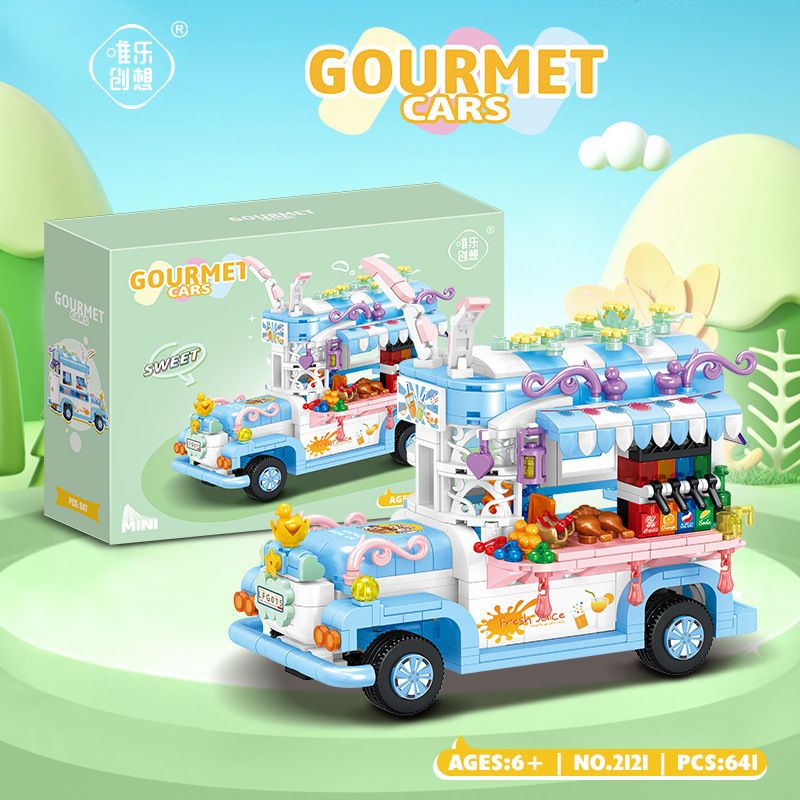 WEIGHT 2121 non  THỎ ĐÓI QUÁ bộ đồ chơi xếp lắp ráp ghép mô hình GOURMET CARS 641 khối