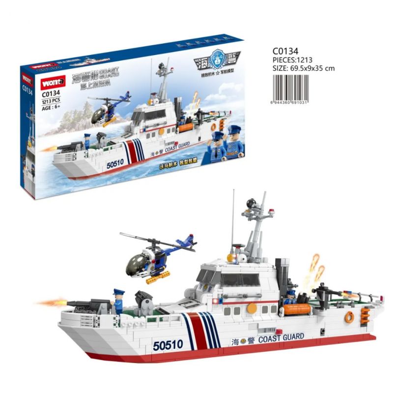 WOMA C0134 0134 non  ĐỘI THỰC THI PHÁP LUẬT HÀNG HẢI TÀU CẢNH SÁT BIỂN bộ đồ chơi xếp lắp ráp ghép mô hình City COAST GUARD Thành Phố 1213 khối
