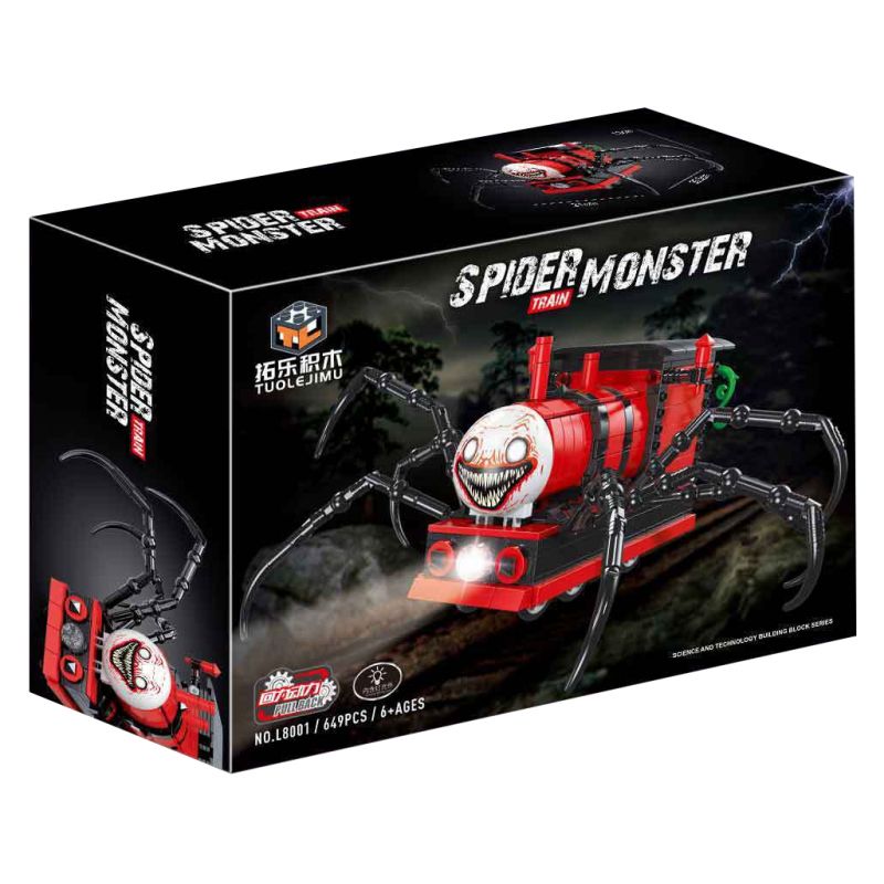 拓乐 L8001 8001 non  ĐOÀN TÀU CHARLES LÙI TOA bộ đồ chơi xếp lắp ráp ghép mô hình Mini Racing Pacemaker SPIDER MONSTER TRAIN CHARLES Đua Xe Mini 649 khối