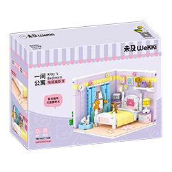 WEKKI 506112 non  MÚT PHÒNG NGỦ MÈO bộ đồ chơi xếp lắp ráp ghép mô hình ONE ROOM KITTY'S BEDROOM 422 khối
