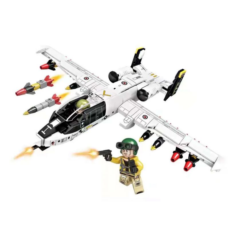 FORANGE FC4101 4101 non Lego MÁY BAY CƯỜNG KÍCH A-10 bộ đồ chơi xếp lắp ráp ghép mô hình OVERLORD WEAPON A-10 ATTACK AIRCRAFT 323 khối