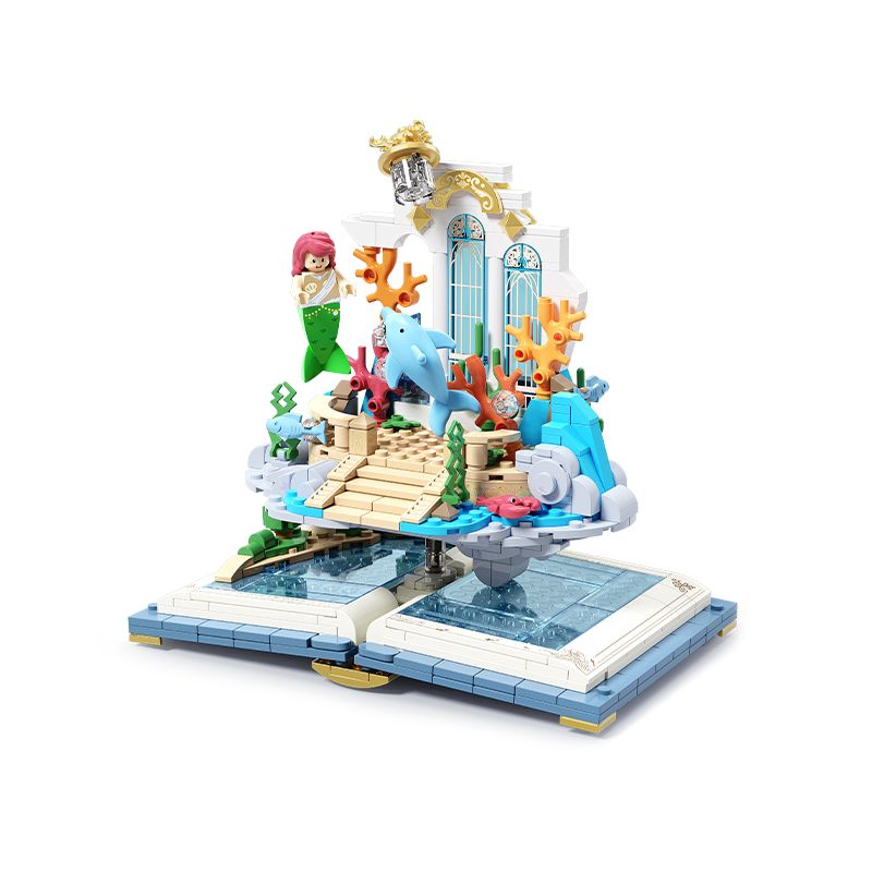 SEMBO 506175 non Lego ĐẢO NỔI CỦA NÀNG TIÊN CÁ bộ đồ chơi xếp lắp ráp ghép mô hình Disney Princess FAIRY TALE BOOK THE LITTLE MERMAID Công Chúa 594 khối