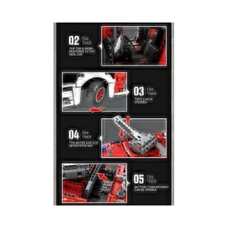 REOBRIX 22008 non  XE CỨU HỎA bộ đồ chơi xếp lắp ráp ghép mô hình  FIRE LADDER TRUCK Kỹ Thuật Công Nghệ Cao Mô Hình Phương Tiện 2888 khối