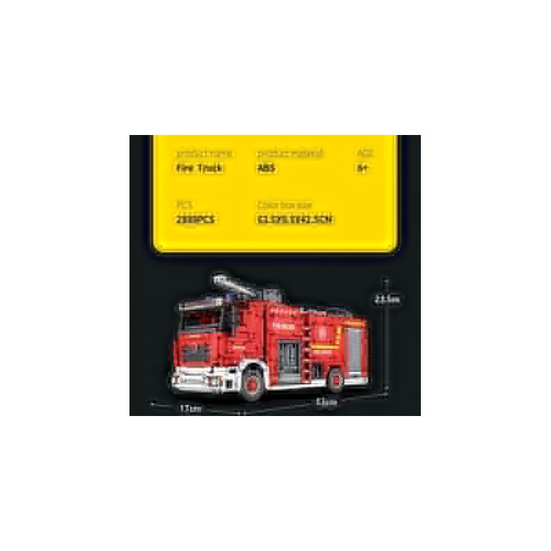 REOBRIX 22008 non  XE CỨU HỎA bộ đồ chơi xếp lắp ráp ghép mô hình  FIRE LADDER TRUCK Kỹ Thuật Công Nghệ Cao Mô Hình Phương Tiện 2888 khối