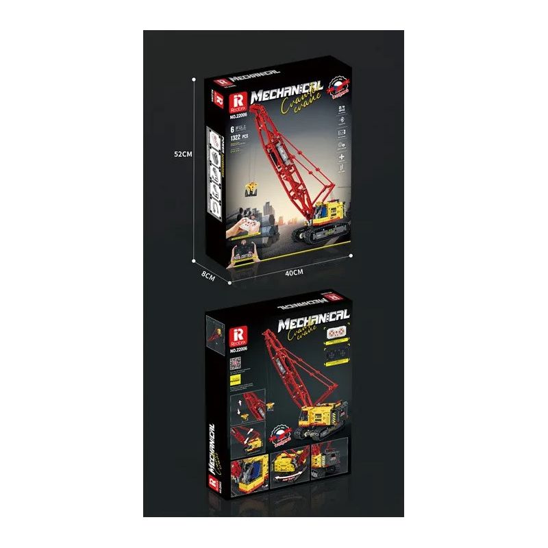 REOBRIX 22006 non  CẨU TRỤC BÁNH XÍCH bộ đồ chơi xếp lắp ráp ghép mô hình  CRAWLER CRANE Kỹ Thuật Công Nghệ Cao Mô Hình Phương Tiện 1322 khối
