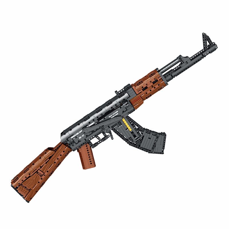REOBRIX 77005 non Lego SÚNG TRƯỜNG TẤN CÔNG AK-47 bộ đồ chơi xếp lắp ráp ghép mô hình Gun AK-47 ASSAULT RIFLE 1366 khối