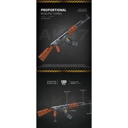 REOBRIX 77005 non  SÚNG TRƯỜNG TẤN CÔNG AK-47 bộ đồ chơi xếp lắp ráp ghép mô hình Gun AK-47 ASSAULT RIFLE 1366 khối