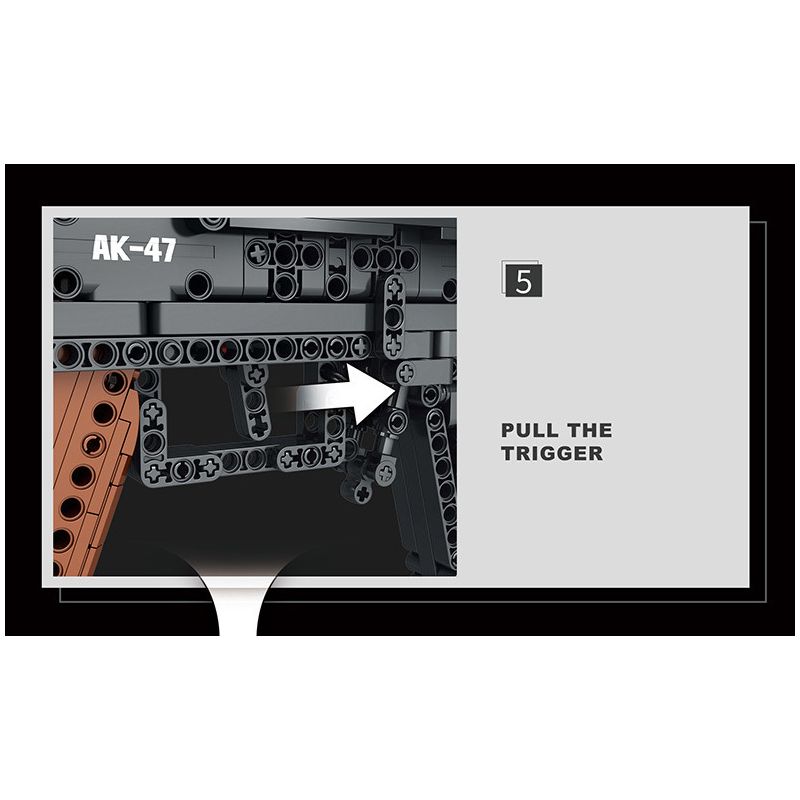 REOBRIX 77005 non  SÚNG TRƯỜNG TẤN CÔNG AK-47 bộ đồ chơi xếp lắp ráp ghép mô hình Gun AK-47 ASSAULT RIFLE 1366 khối