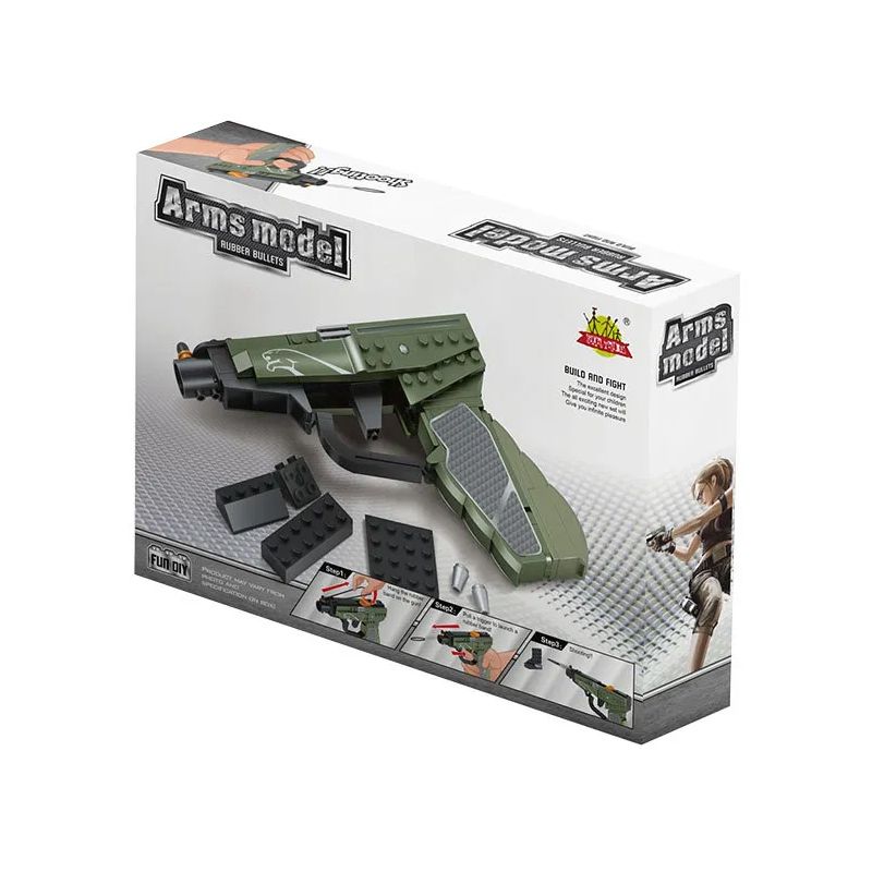 QX1002 1002 non  KHẨU SÚNG LỤC bộ đồ chơi xếp lắp ráp ghép mô hình Gun ARMS MODEL PISTOL GUN 121 khối