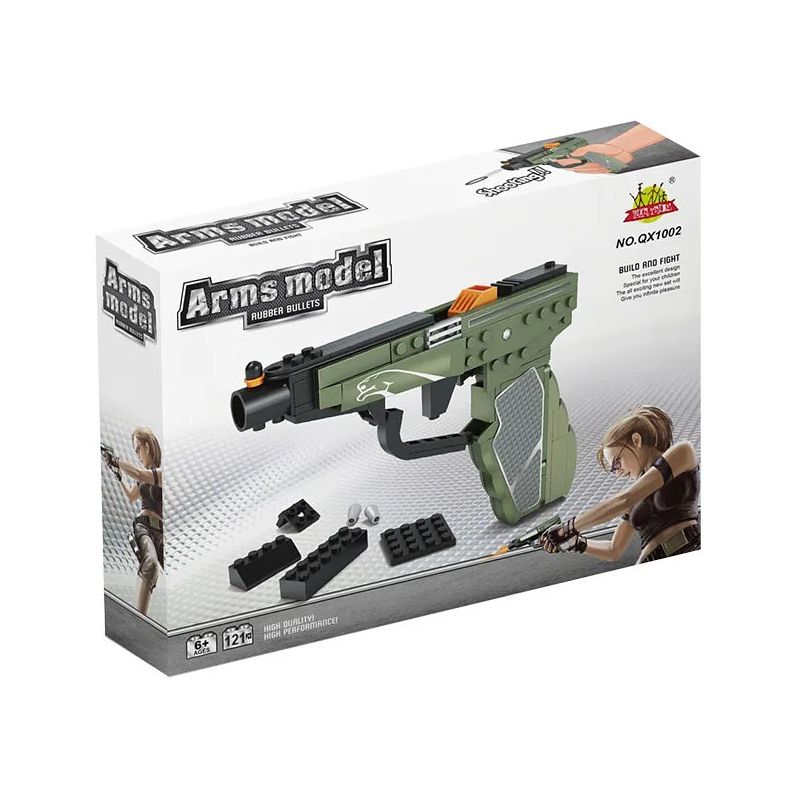 QX1002 1002 non  KHẨU SÚNG LỤC bộ đồ chơi xếp lắp ráp ghép mô hình Gun ARMS MODEL PISTOL GUN 121 khối