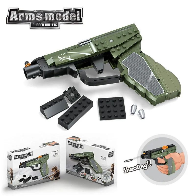 QX1002 1002 non  KHẨU SÚNG LỤC bộ đồ chơi xếp lắp ráp ghép mô hình Gun ARMS MODEL PISTOL GUN 121 khối