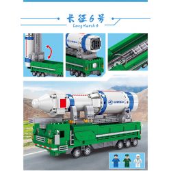 ZHEGAO QL0288 0288 non  TÊN LỬA LONG MARCH 6 bộ đồ chơi xếp lắp ráp ghép mô hình China Aerospace Museum AEROSPACE LONG MARCH 6 764 khối