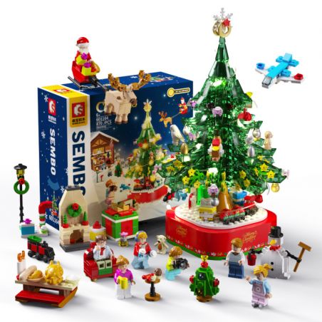 SEMBO 601164 non  HỘP ỦNG BỮA TIỆC GIÁNG SINH bộ đồ chơi xếp lắp ráp ghép mô hình Christmas 870 khối