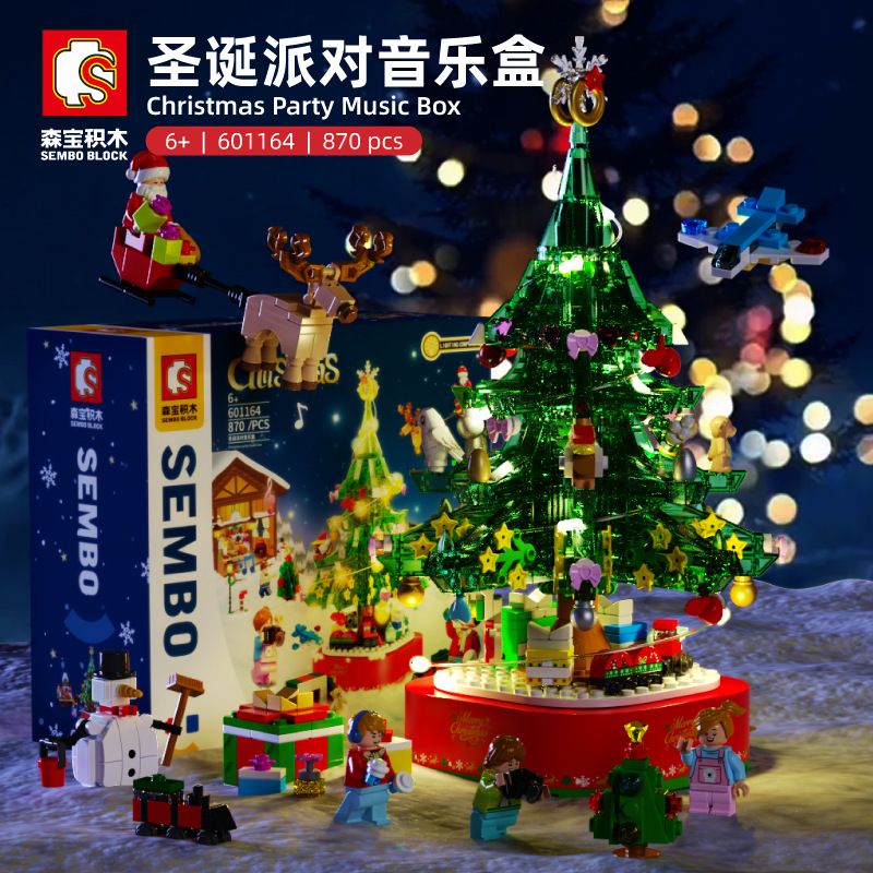 SEMBO 601164 non  HỘP ỦNG BỮA TIỆC GIÁNG SINH bộ đồ chơi xếp lắp ráp ghép mô hình Christmas 870 khối