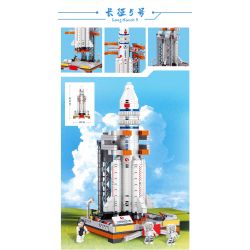 ZHEGAO QL0285 0285 non  TÊN LỬA ĐẨY TRƯỜNG CHINH 5 THÁNG 3 bộ đồ chơi xếp lắp ráp ghép mô hình China Aerospace Museum AEROSPACE LONG MARCH 5 471 khối