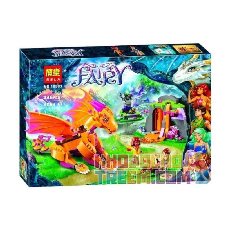 NOT Lego FIRE DRAGON'S LAVA CAVE 41175 LARI BELA 10503 xếp lắp ráp ghép mô hình HANG NHAM THẠCH CỦA RỒNG LỬA DUNG Elves Thế Giới Phép Thuật 441 khối