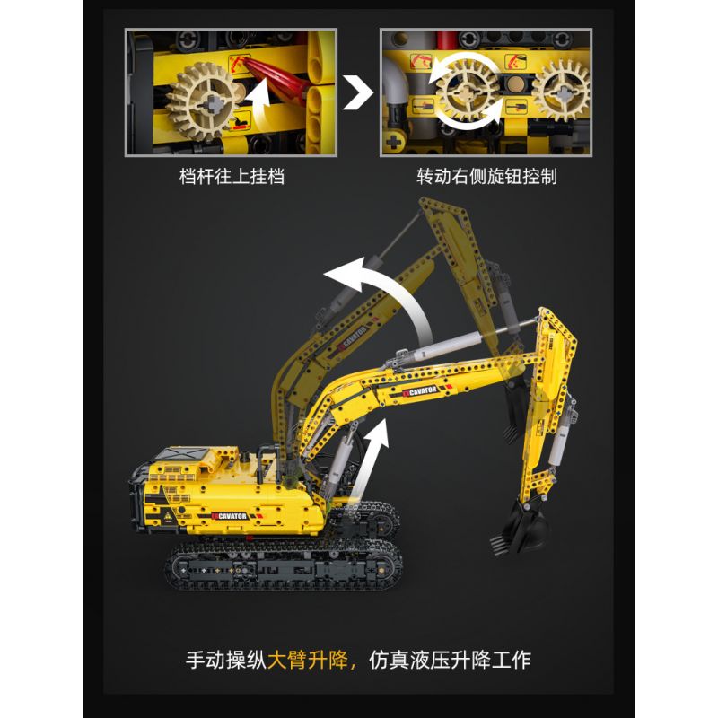 CADA DOUBLEE C61082 61082 non  MÁY XÚC ĐẦY ĐỦ CHỨC NĂNG 1:20 tỷ lệ 1:20 bộ đồ chơi xếp lắp ráp ghép mô hình  REMOTE CONTROL EXCAVATOR Kỹ Thuật Công Nghệ Cao Mô Hình Phương Tiện 1702 khối