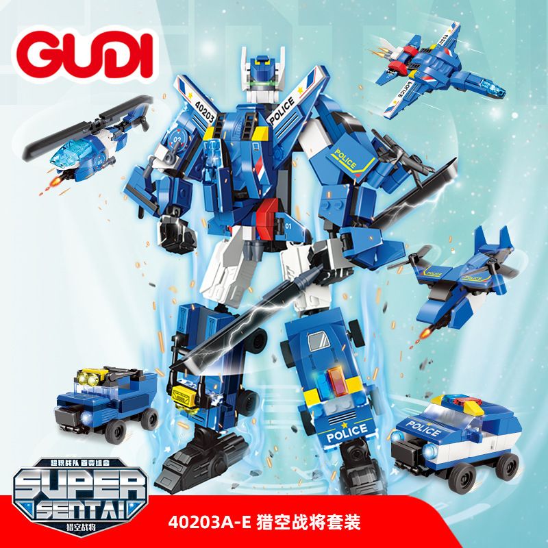 GUDI 40203 non Lego TRACER 5 KẾT HỢP bộ đồ chơi xếp lắp ráp ghép mô hình Transformers Robot Đại Chiến Người Máy Biến Hình 408 khối