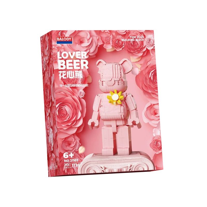 BALODY 21165 non Lego HOA GẤU HỒNG bộ đồ chơi xếp lắp ráp ghép mô hình LOVER BEER 1126 khối