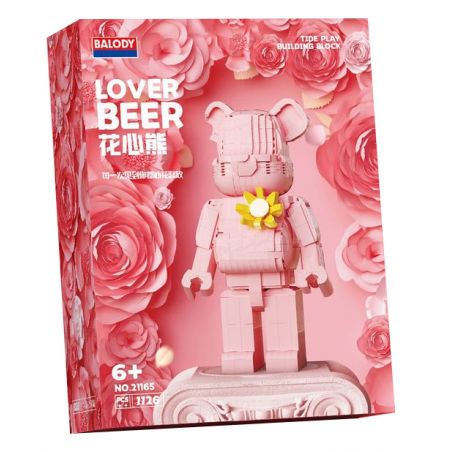 BALODY 21165 non  HOA GẤU HỒNG bộ đồ chơi xếp lắp ráp ghép mô hình LOVER BEER 1126 khối