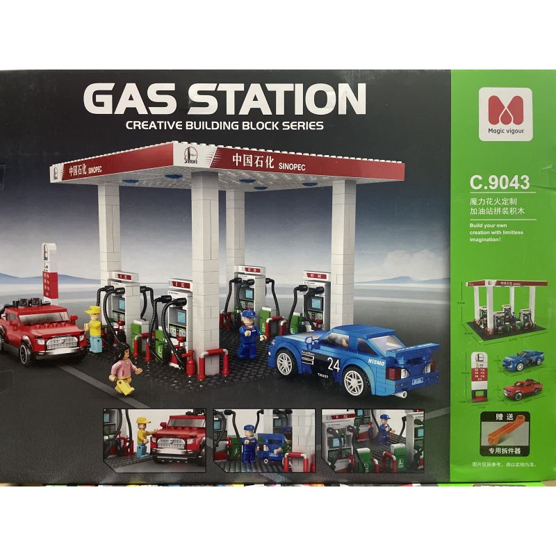 MAGIC VIGOUR C.9043 .9043 non  LẮP RÁP TRẠM XĂNG PHÁO HOA MA THUẬT bộ đồ chơi xếp lắp ráp ghép mô hình Speed Champions Racing Cars GAS STATION Đua Xe Công Thức 782 khối