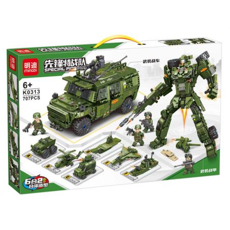 MINGDI LEIBAO K0313 0313 non  XE VŨ TRANG bộ đồ chơi xếp lắp ráp ghép mô hình SPECIAL PIONEER 707 khối