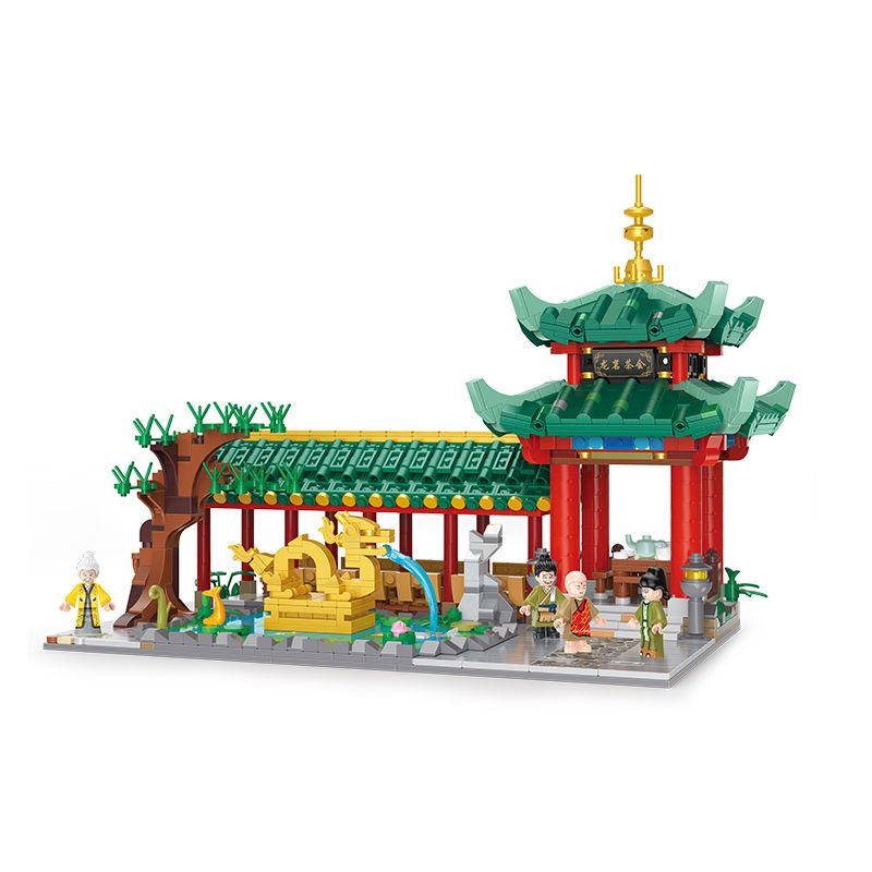 BALODY 21016 non Lego TIỆC TRÀ RỒNG QINGLONGFANG bộ đồ chơi xếp lắp ráp ghép mô hình Chinatown Khu Phố Tàu 2111 khối