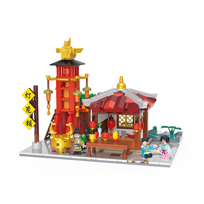 BALODY 21012 non Lego CỬA HÀNG ĐÈN LỒNG ZHUQUEFANG FENGYI bộ đồ chơi xếp lắp ráp ghép mô hình Chinatown Khu Phố Tàu 897 khối