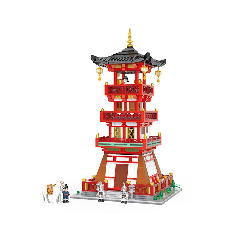 BALODY 21009 non Lego THÁP LỬA HUYỀN VŨ PHƯỜNG bộ đồ chơi xếp lắp ráp ghép mô hình Chinatown Khu Phố Tàu 1794 khối