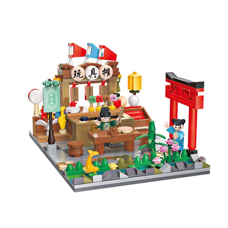 BALODY 21007 non Lego GIAN HÀNG ĐỒ CHƠI HUYỀN VŨ PHƯỜNG bộ đồ chơi xếp lắp ráp ghép mô hình Chinatown Khu Phố Tàu 464 khối