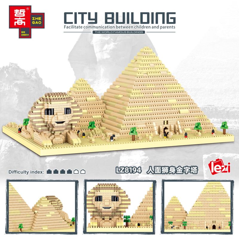FUN IMAGINATION LZ8194 8194 non  KIM TỰ THÁP NHÂN SƯ bộ đồ chơi xếp lắp ráp ghép mô hình Buildings 2297 khối