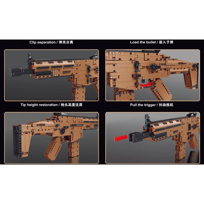 TA GAOLE T2044 2044 non  SÚNG TRƯỜNG TẤN CÔNG SCRAY bộ đồ chơi xếp lắp ráp ghép mô hình Gun SCAR ASSAULT RIFLE 1090 khối