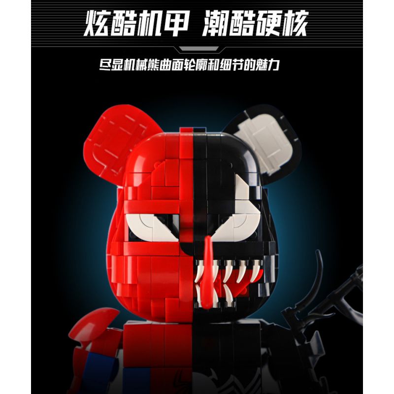 WANGAO 188007 non  GẤU MÁY SPIDER-MAN VENOM 400% bộ đồ chơi xếp lắp ráp ghép mô hình Marvel Super Heroes BEAR ROBOT Siêu Anh Hùng Marvel
