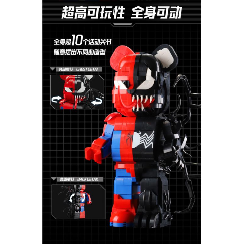 WANGAO 188007 non  GẤU MÁY SPIDER-MAN VENOM 400% bộ đồ chơi xếp lắp ráp ghép mô hình Marvel Super Heroes BEAR ROBOT Siêu Anh Hùng Marvel