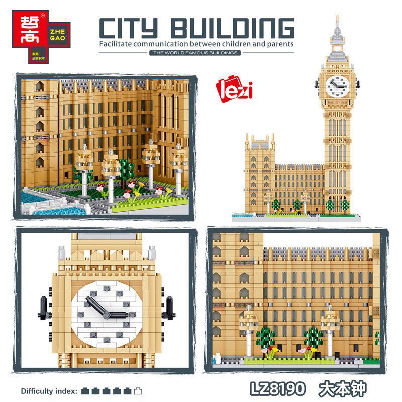 FUN IMAGINATION LZ8190 8190 non  ĐỒNG HỒ LỚN bộ đồ chơi xếp lắp ráp ghép mô hình Buildings 3466 khối