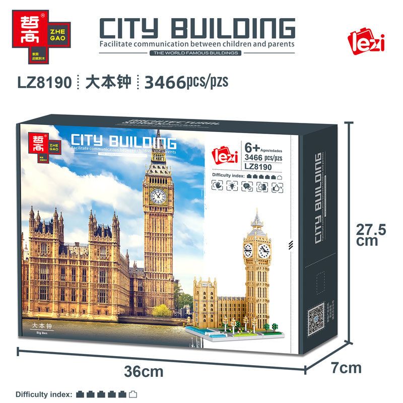 FUN IMAGINATION LZ8190 8190 non  ĐỒNG HỒ LỚN bộ đồ chơi xếp lắp ráp ghép mô hình Buildings 3466 khối